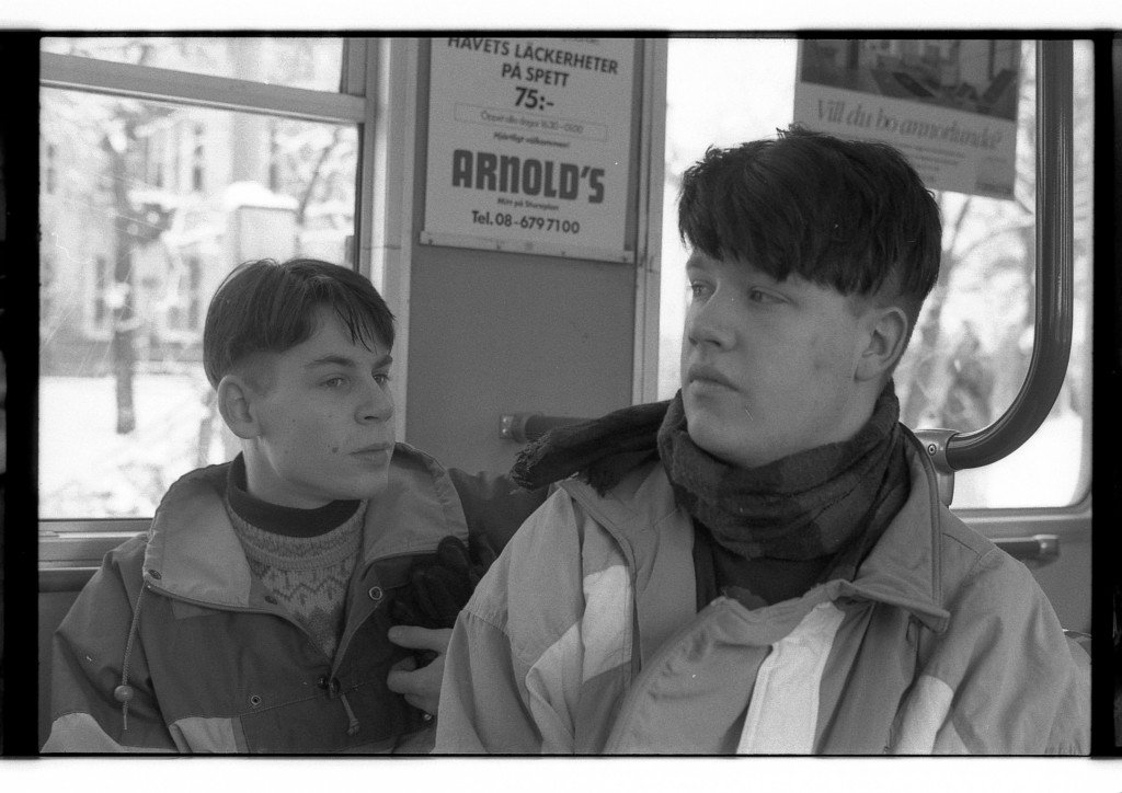 Olle and Måns on the subway.